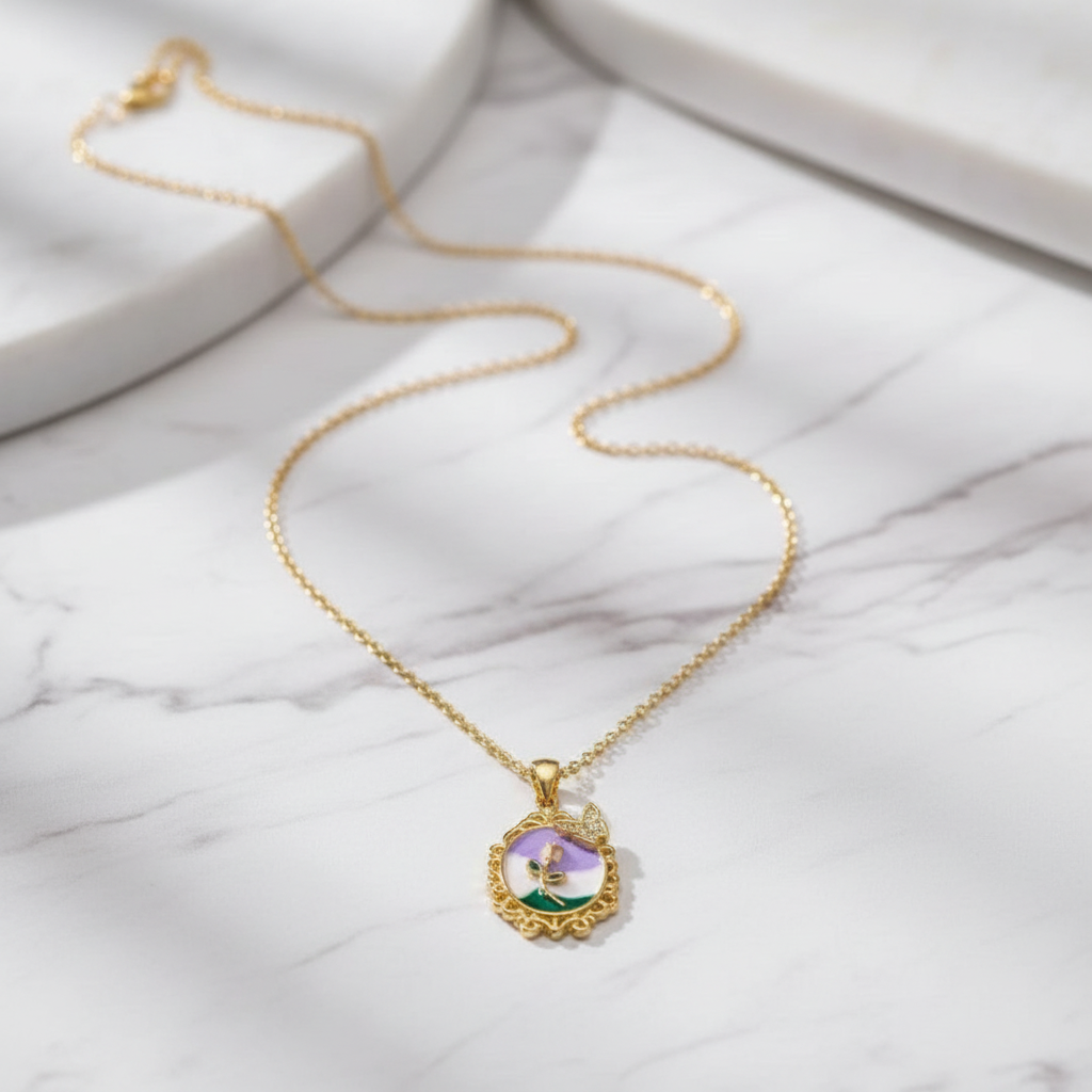 Elegant Mirrored Butterfly Love Necklace